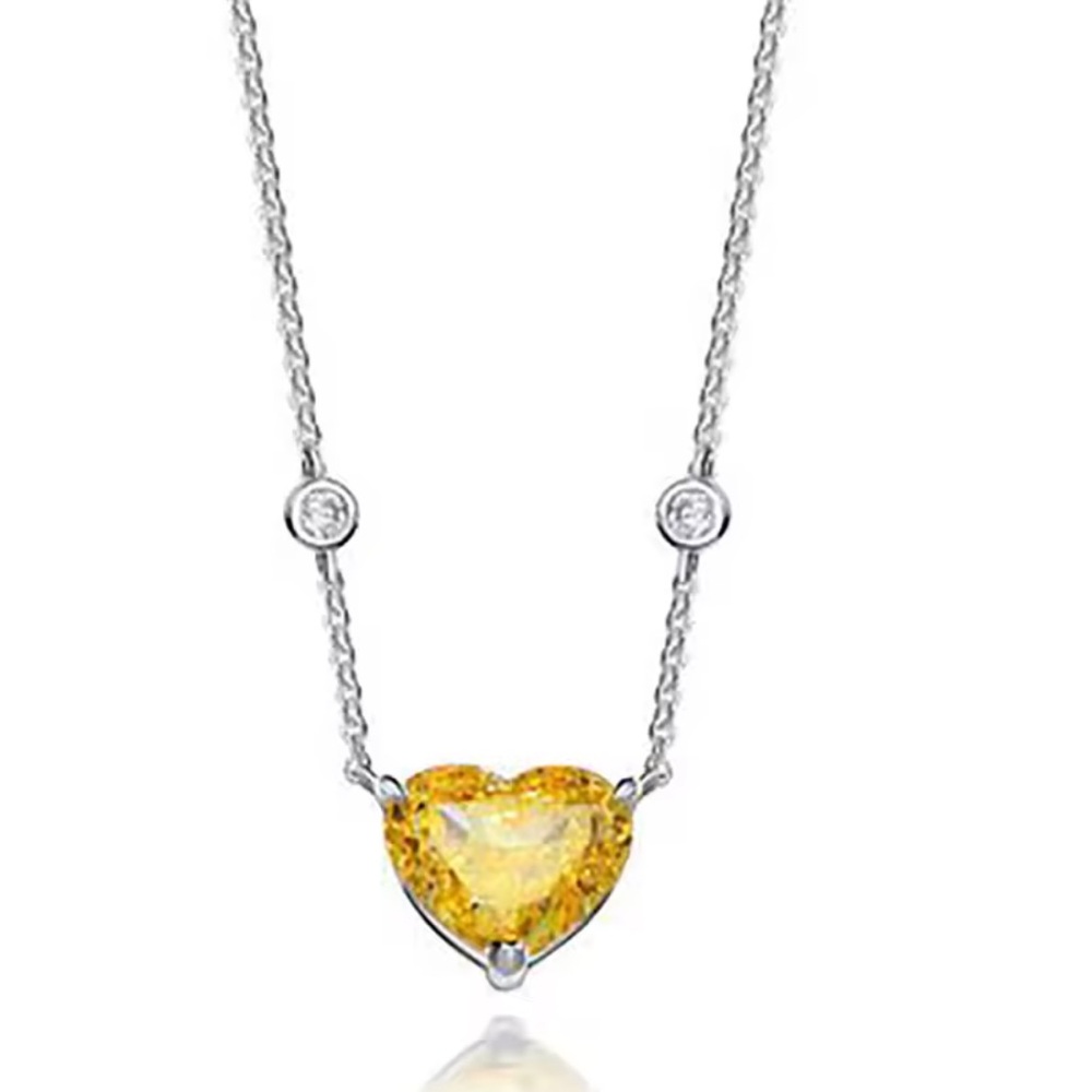 4ct Platinum Canary Heart Necklace - Picture 9 of 15